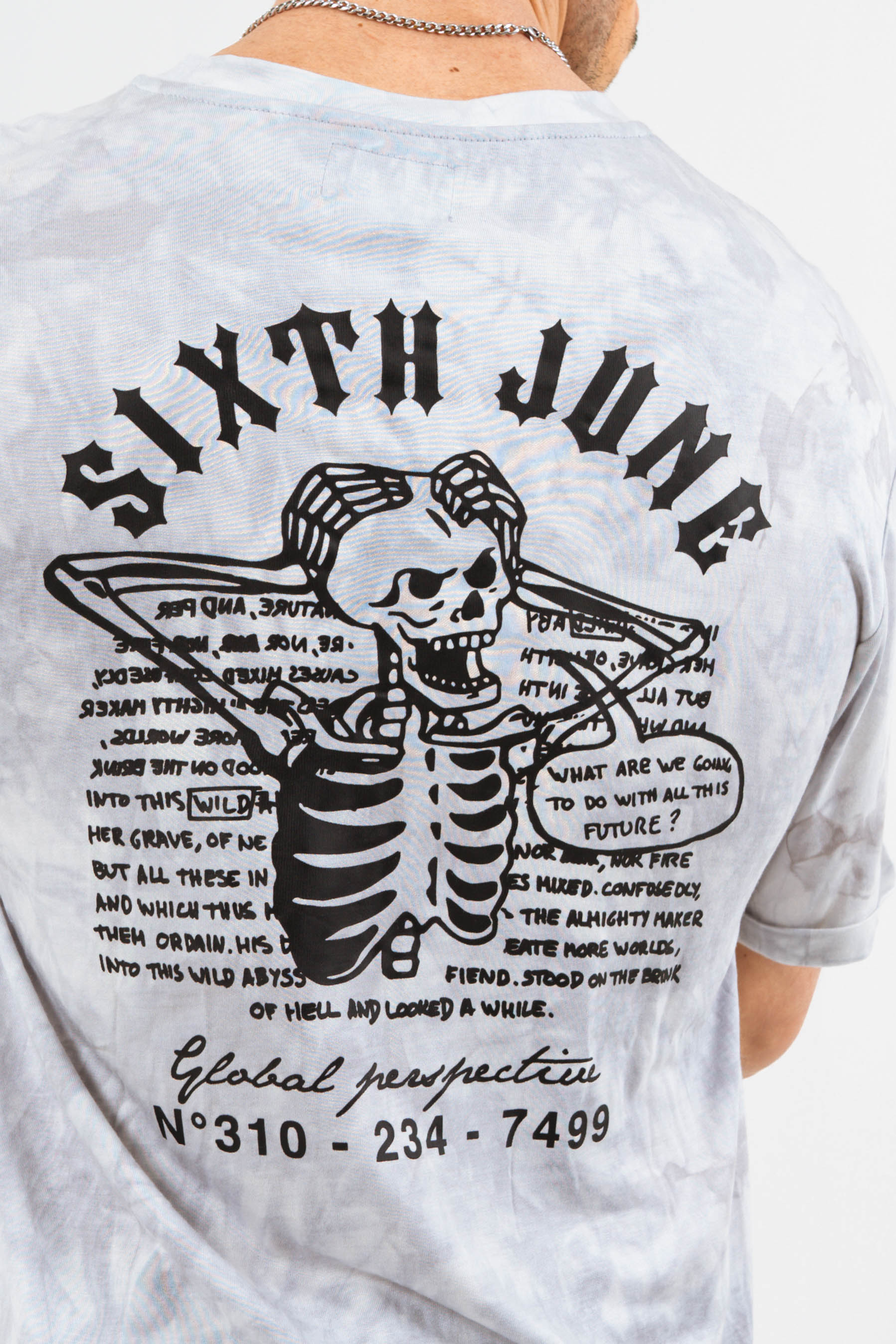 Sixth June - T-shirt global perspective tie dye gris clair