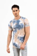Sixth June - T-shirt tie dye élastique bleu beige