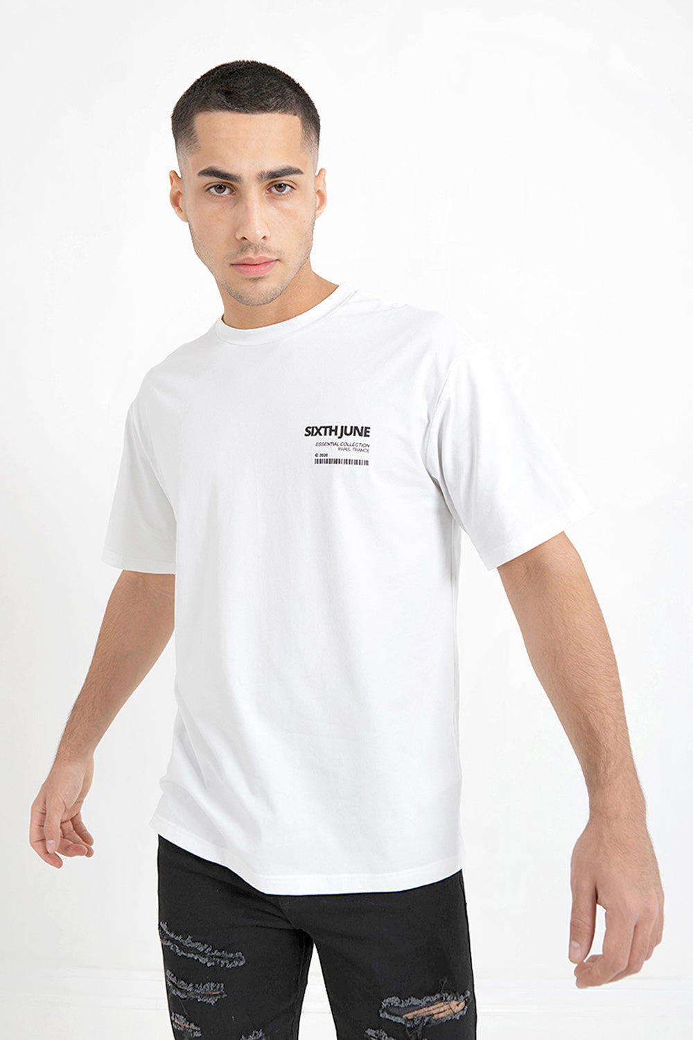 Sixth June - T-shirt barcode Blanc cassé