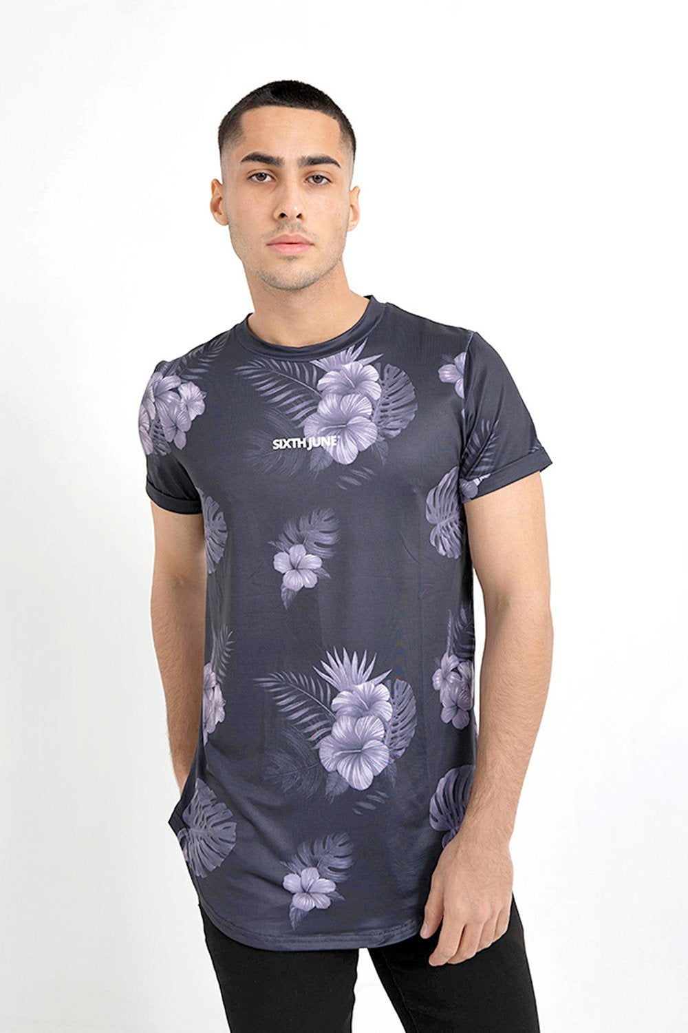 Sixth June - T-shirt flowers stretch Noir