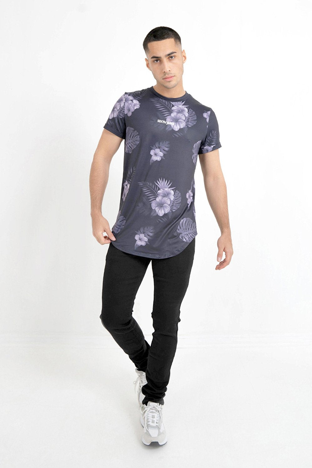 Sixth June - T-shirt flowers stretch Noir