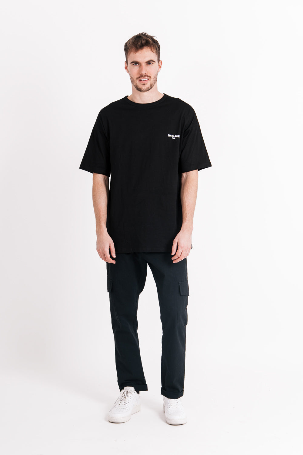 Sixth June - T-shirt manches courtes floral oversize noir