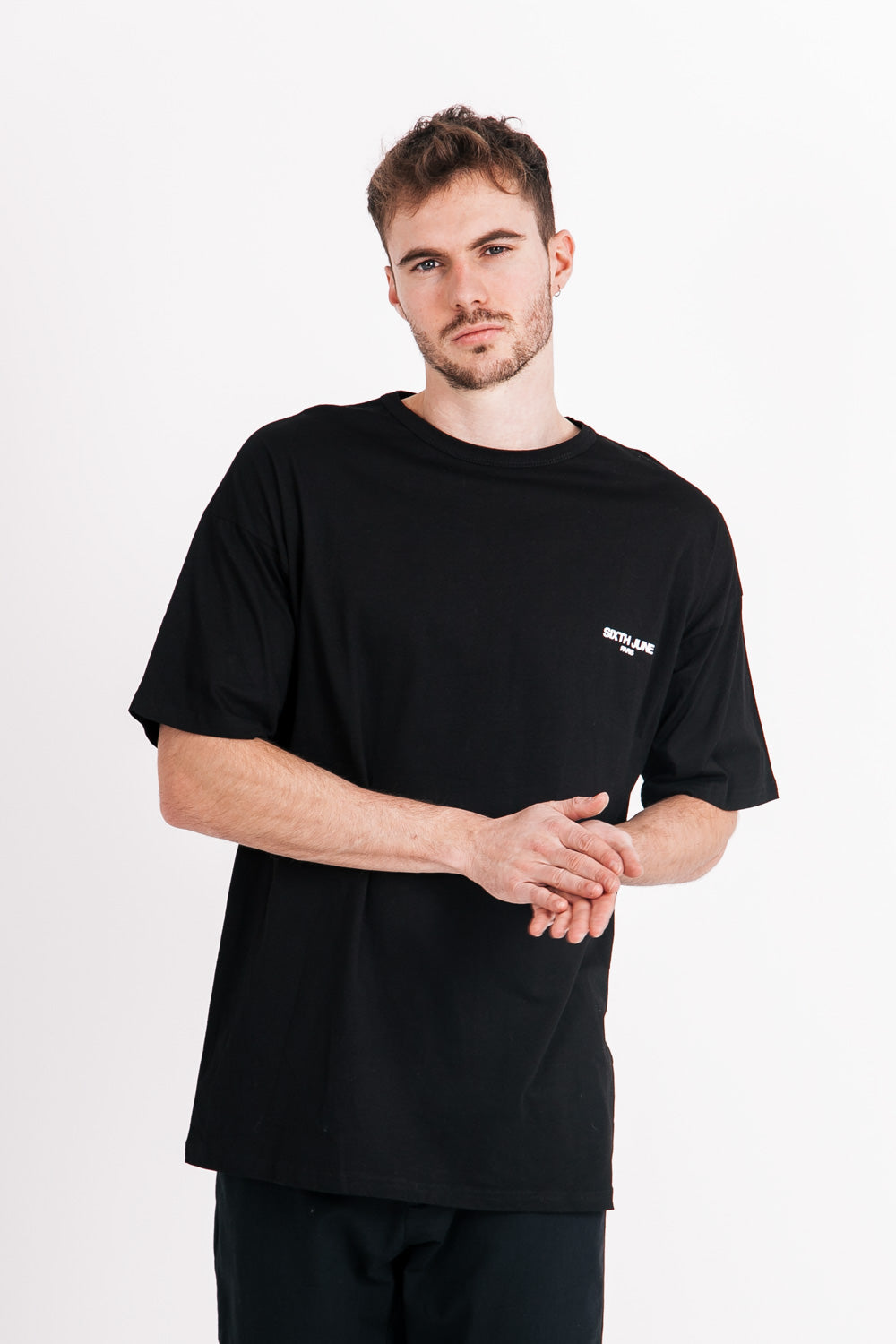 Sixth June - T-shirt manches courtes floral oversize noir