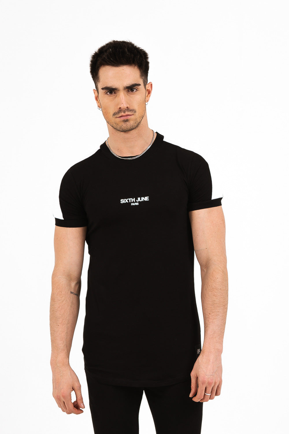 Sixth June - T-shirt logo bandes noir blanc