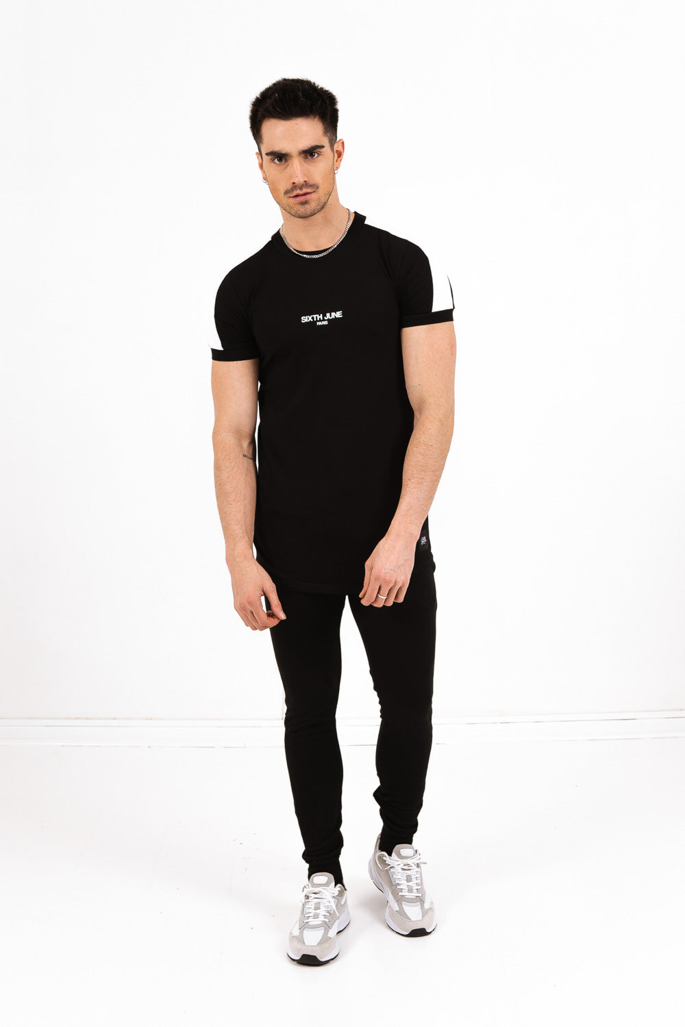 Sixth June - T-shirt logo bandes noir blanc