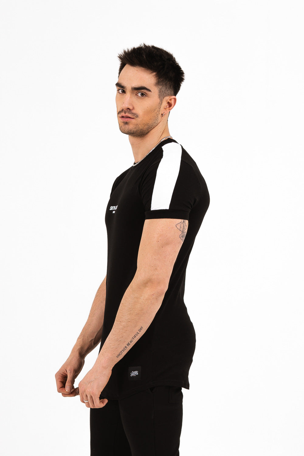 Sixth June - T-shirt logo bandes noir blanc