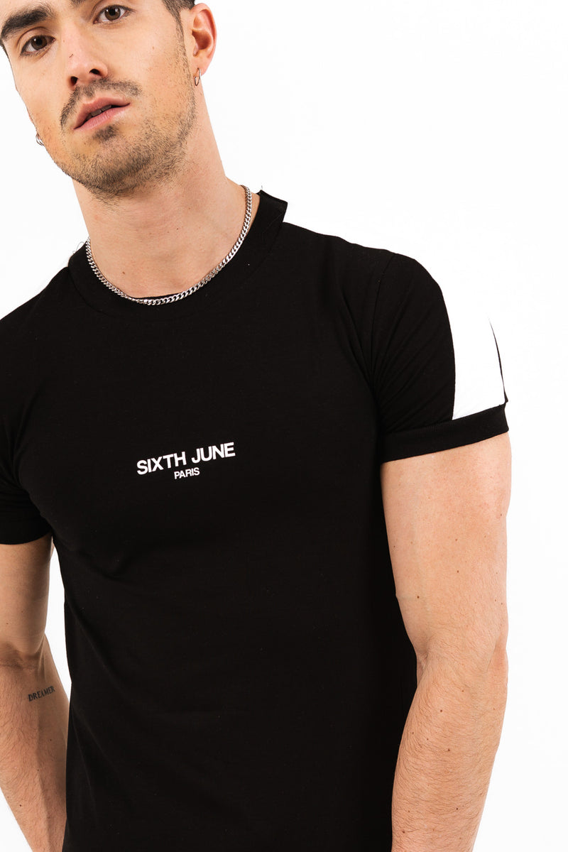 Sixth June - T-shirt logo bandes noir blanc