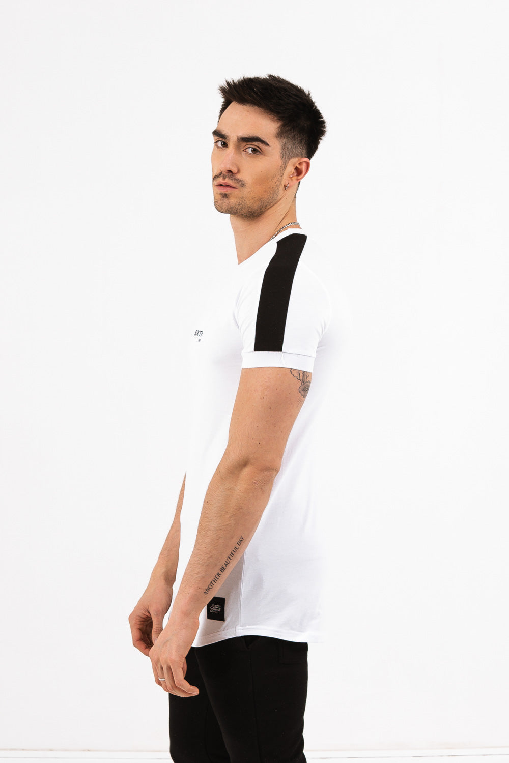 Sixth June - T-shirt logo bandes blanc noir