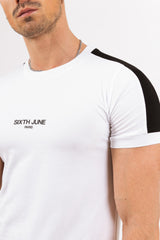 Sixth June - T-shirt logo bandes blanc noir