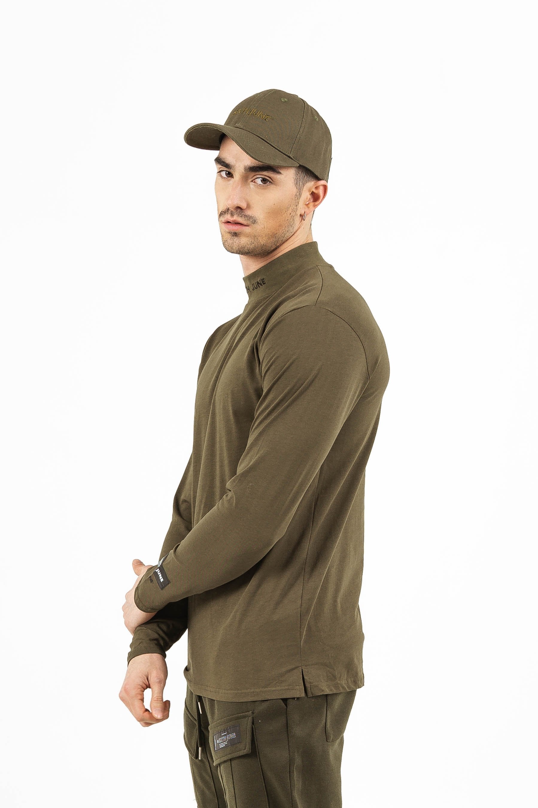 Sixth June - T-shirt col cheminée logo vert Vert kaki