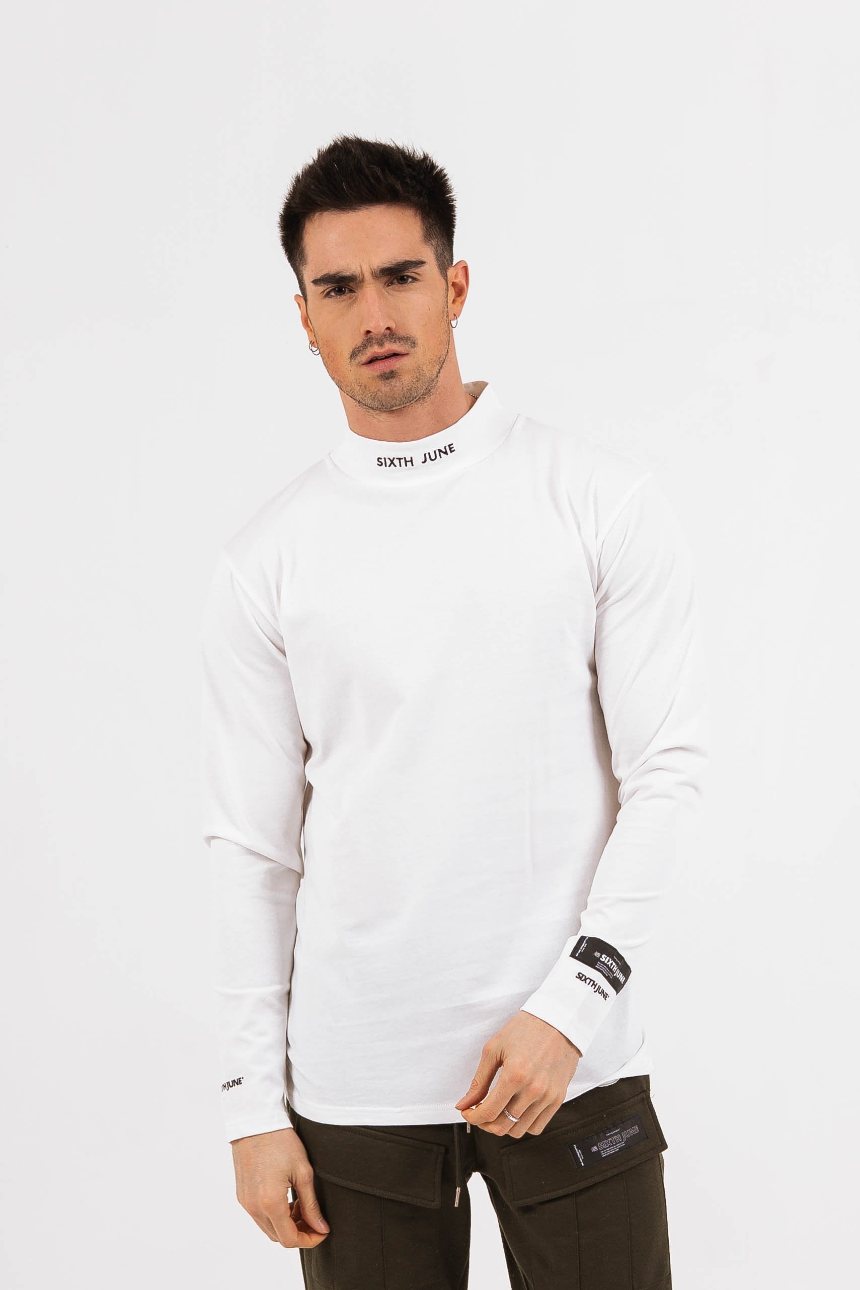 Sixth June - T-shirt col cheminée logo Blanc cassé