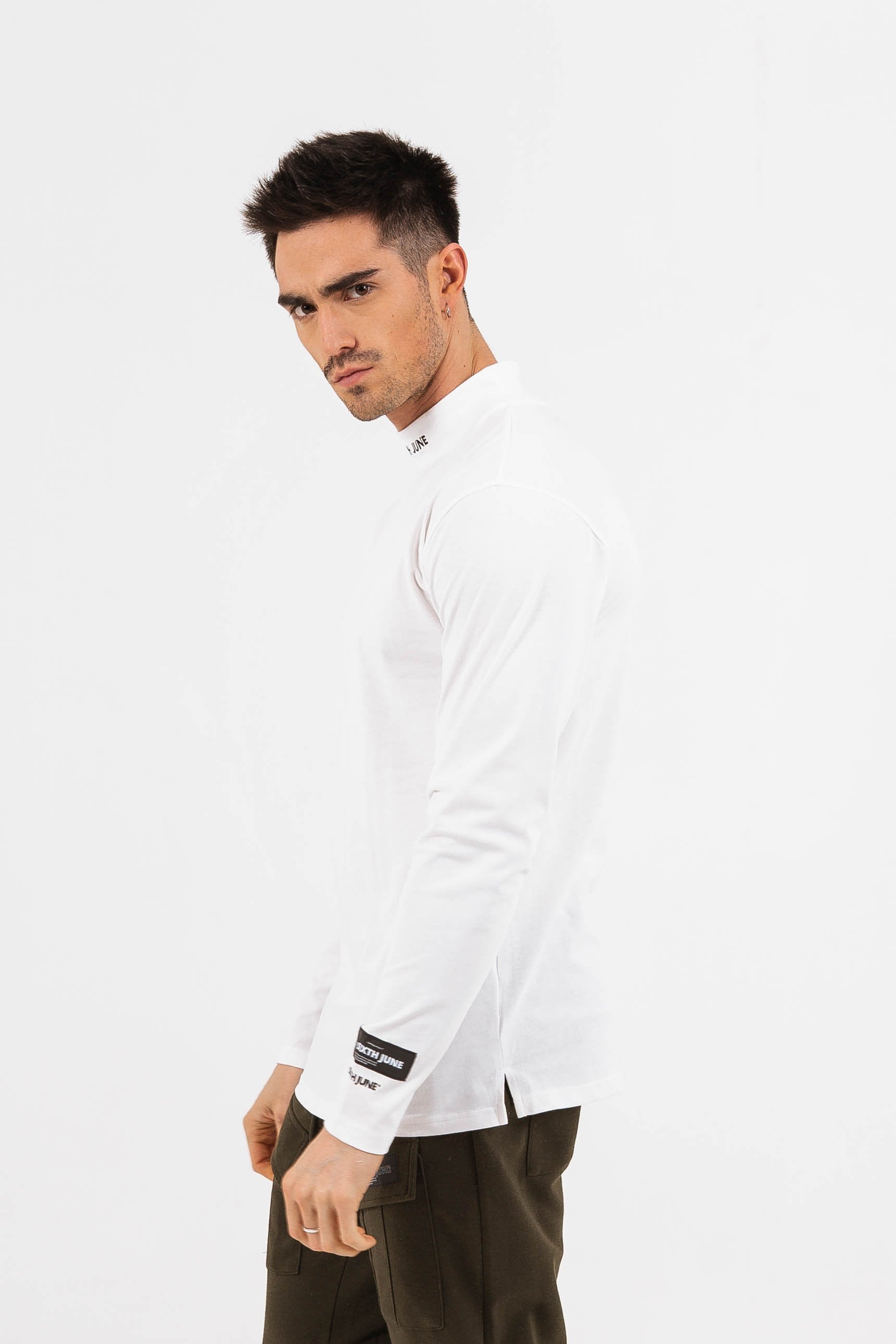 Sixth June - T-shirt col cheminée logo Blanc cassé