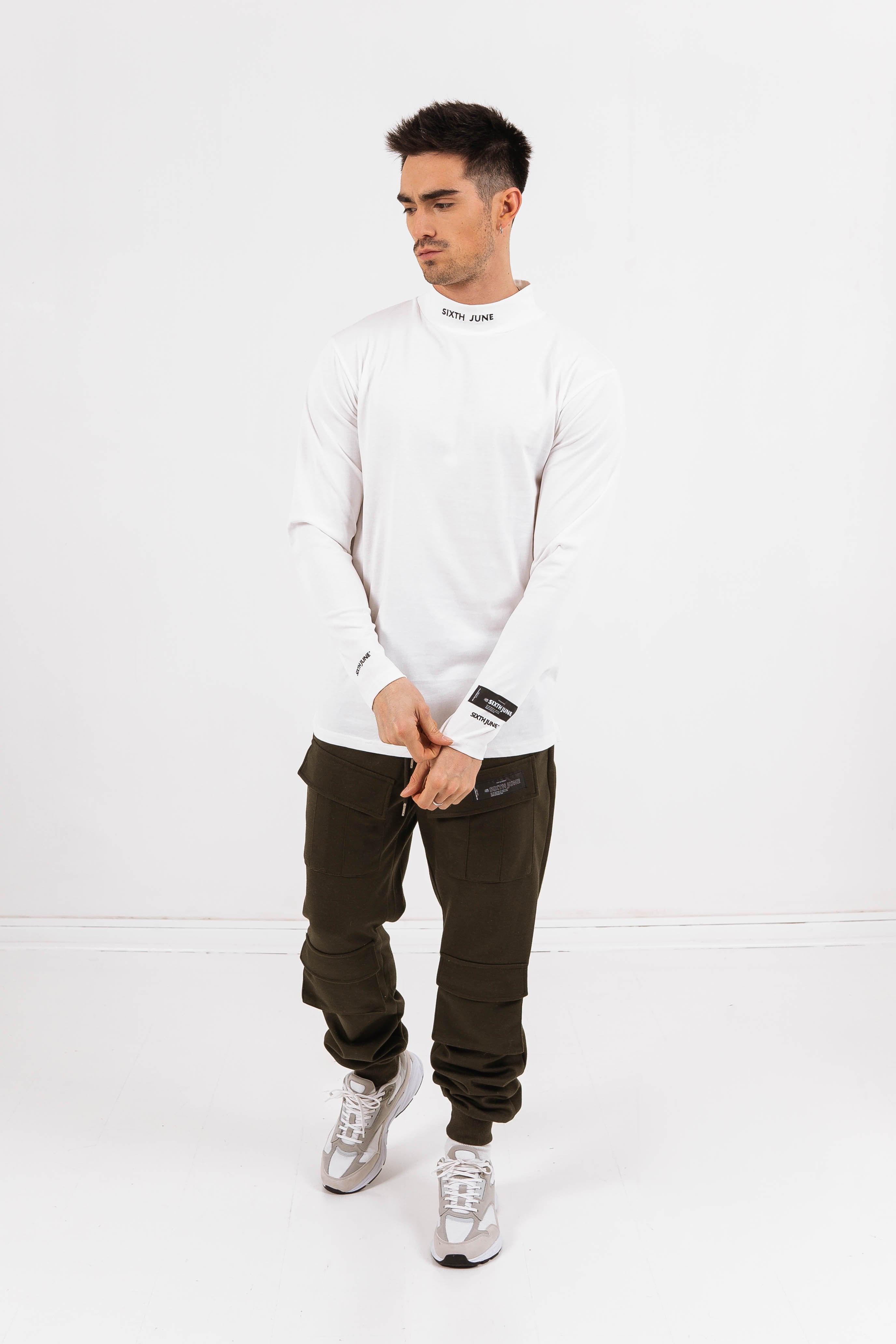 Sixth June - T-shirt col cheminée logo Blanc cassé
