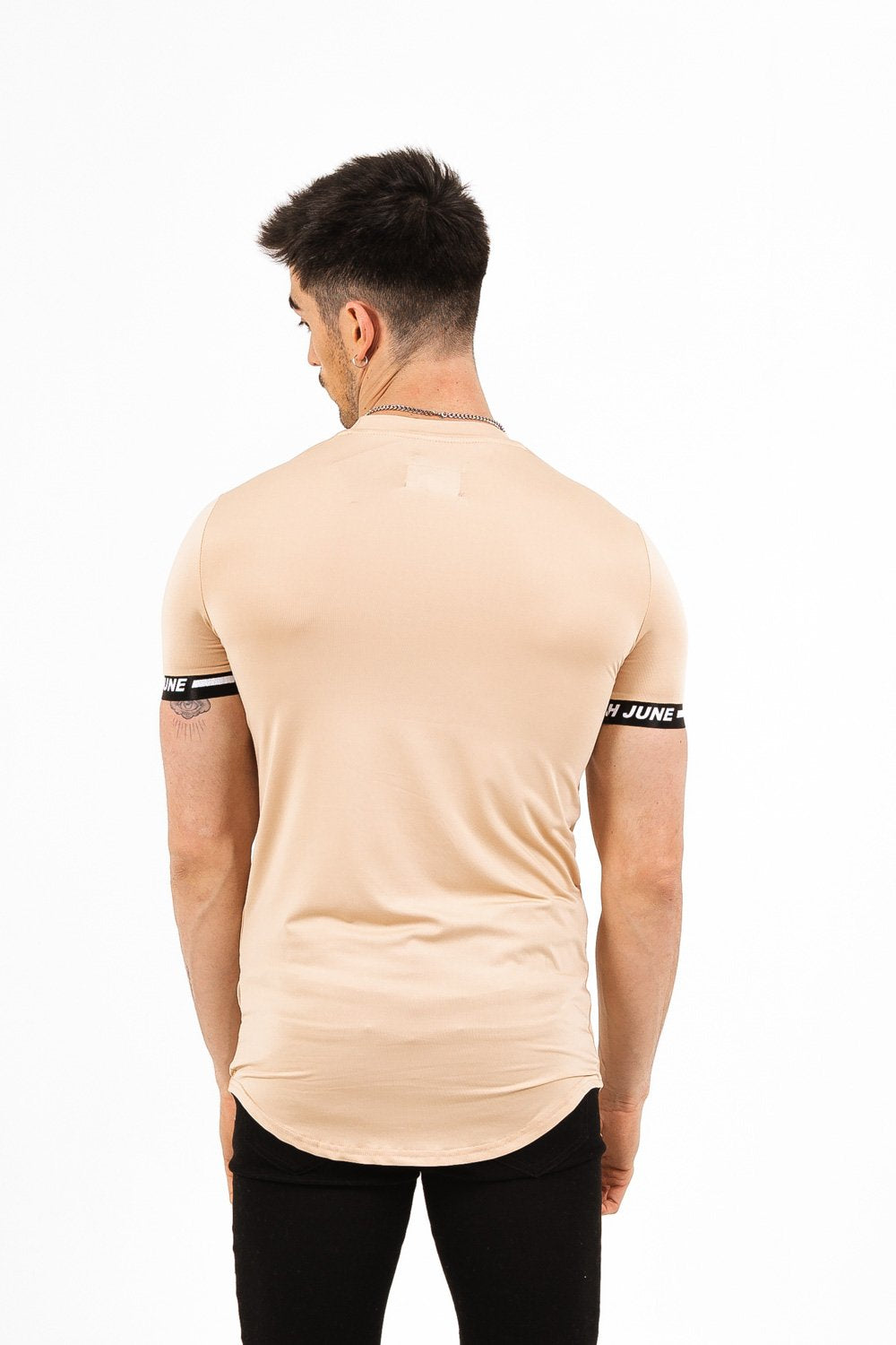 Sixth June - T-shirt moulant logo élastique Beige