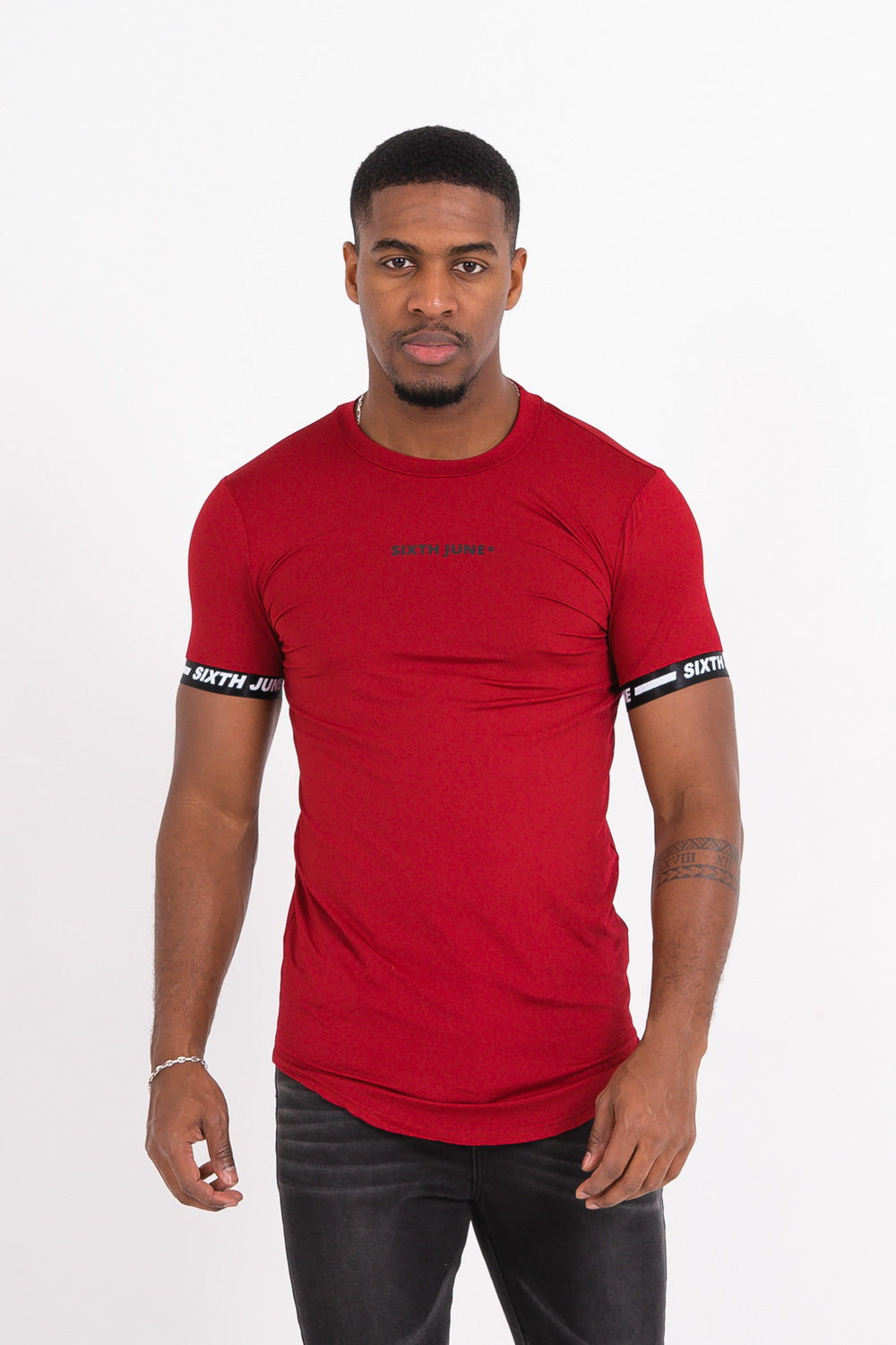 Sixth June - T-shirt moulant logo élastique rouge