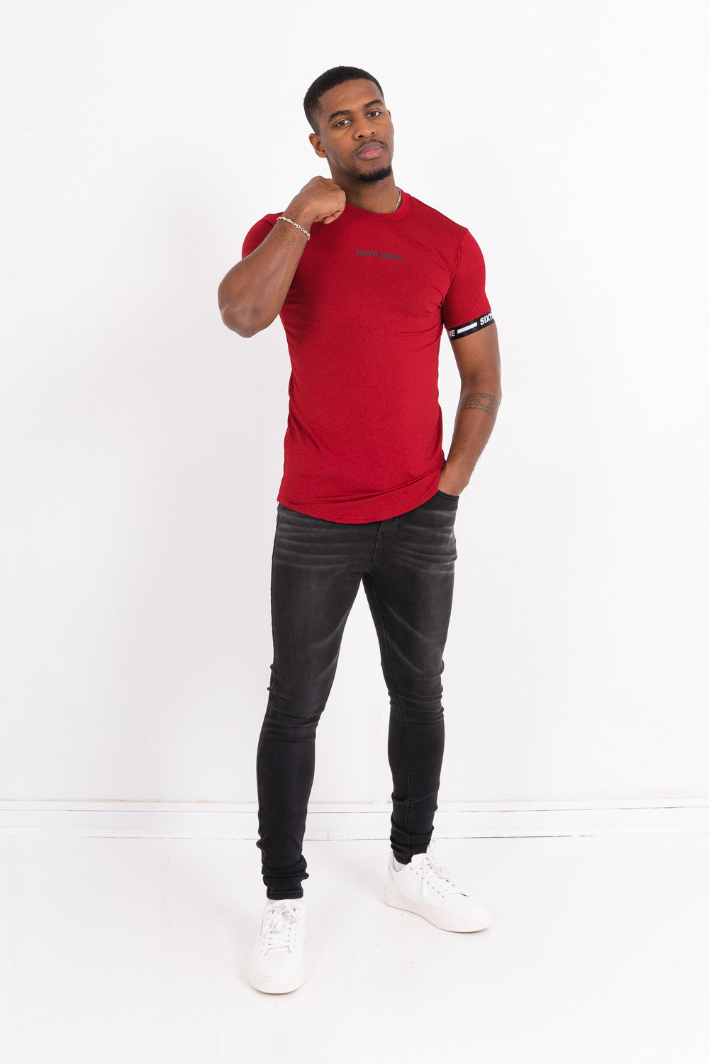 Sixth June - T-shirt moulant logo élastique rouge