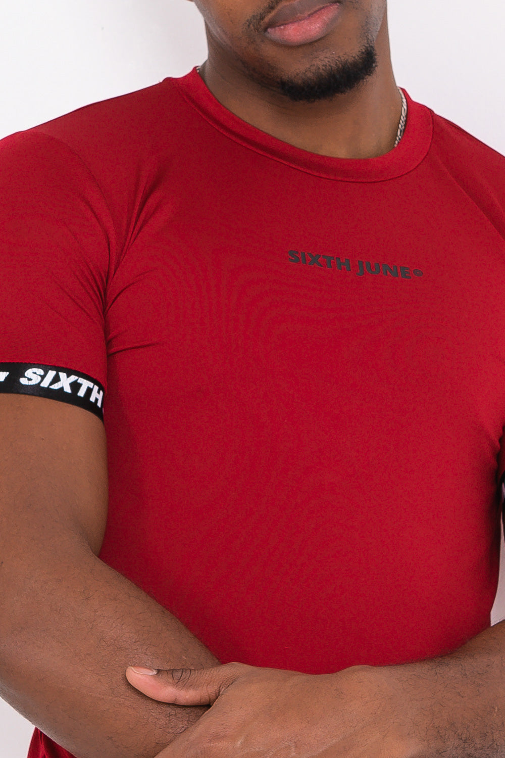 Sixth June - T-shirt moulant logo élastique rouge