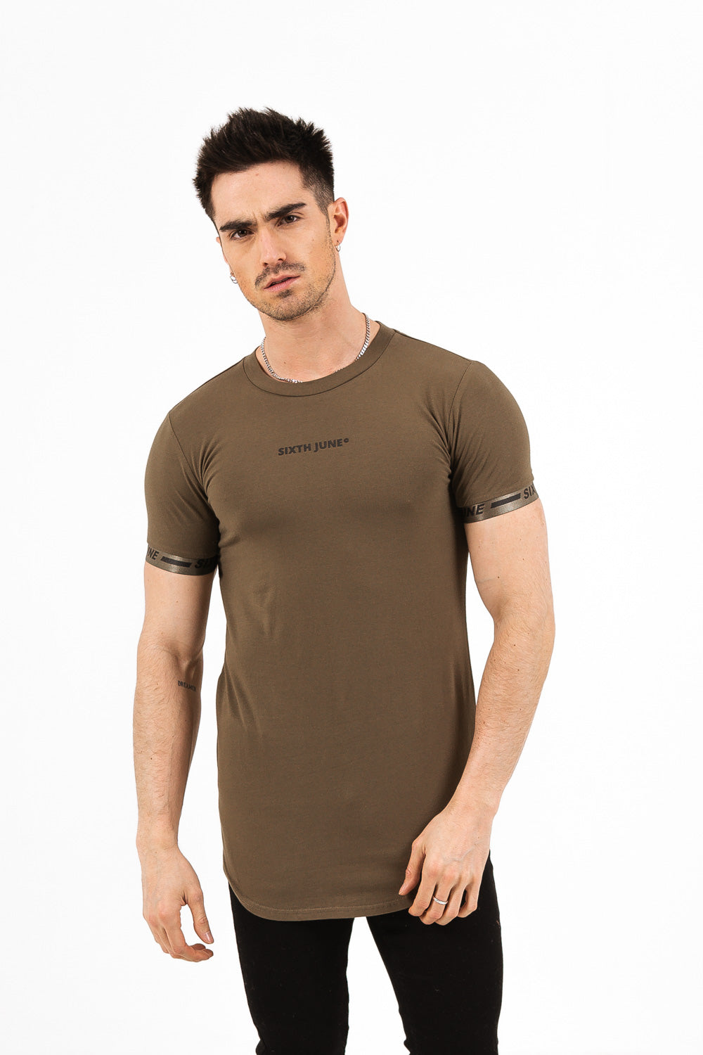 Sixth June - T-shirt logo coton manche vert kaki