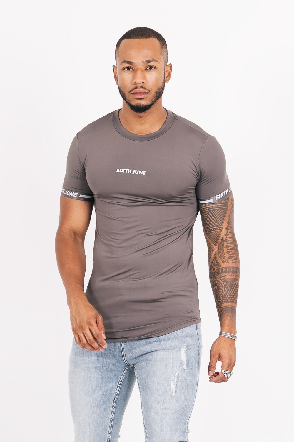 Sixth June - T-shirt maillot logo manche Gris