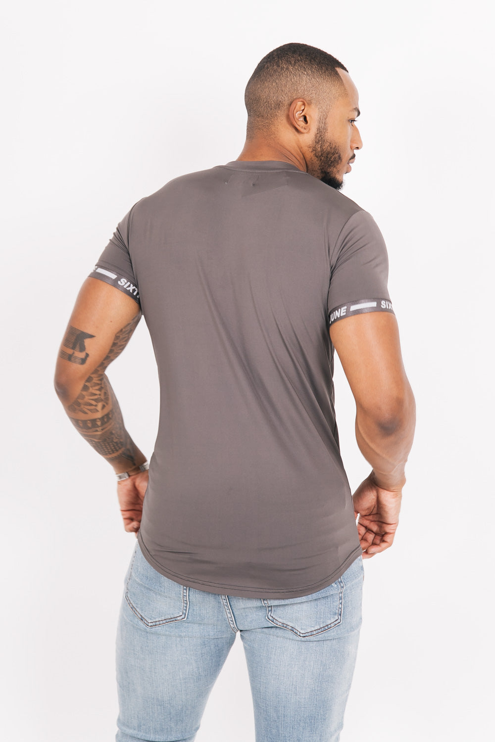 Sixth June - T-shirt maillot logo manche Gris