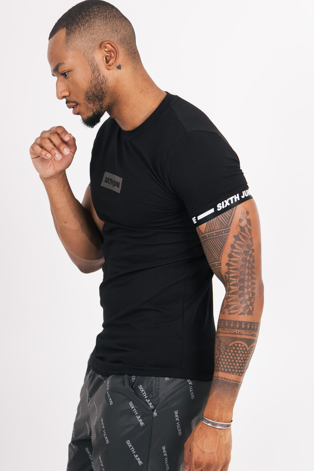 Sixth June - T-shirt iridescent logo manche noir