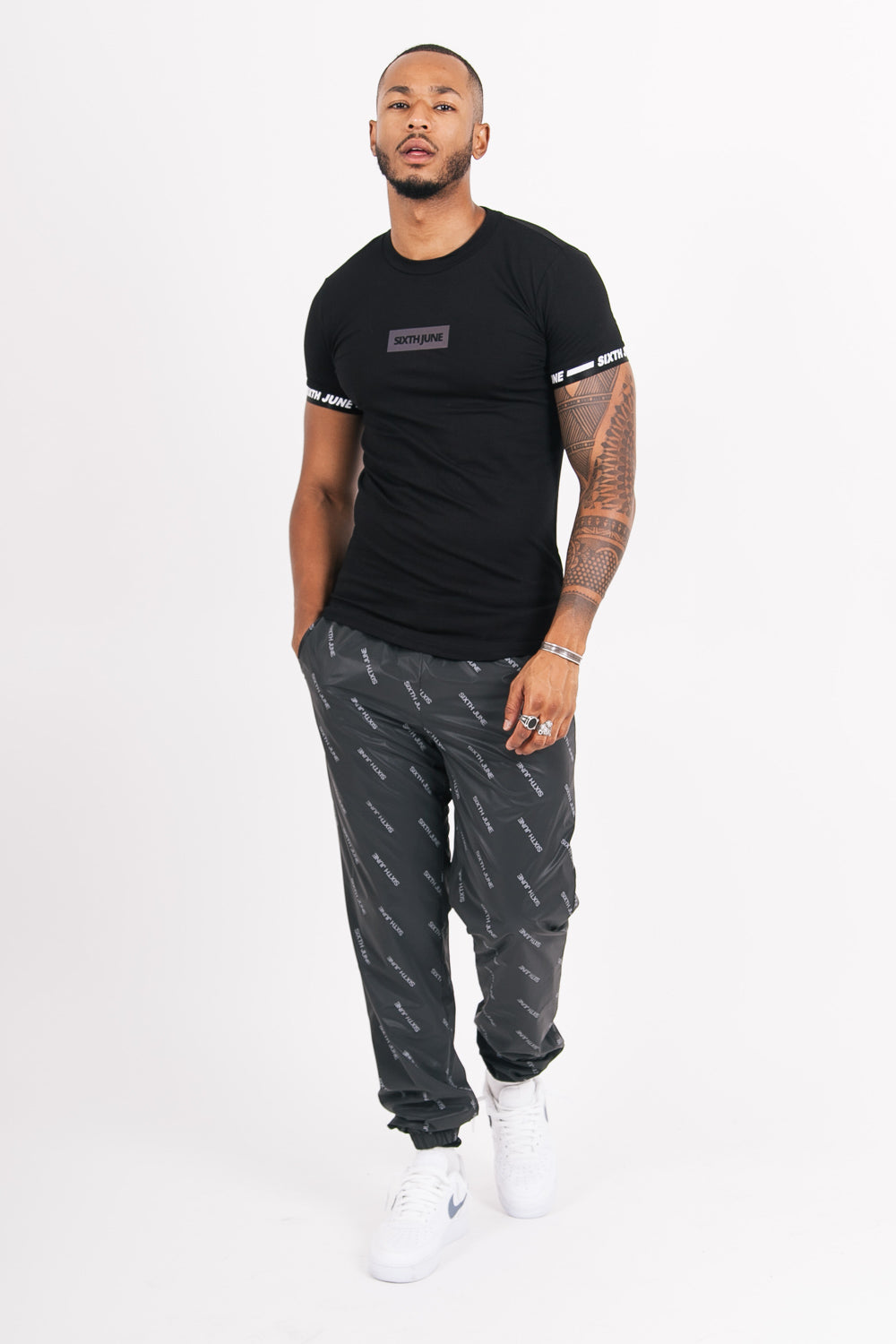 Sixth June - T-shirt iridescent logo manche noir