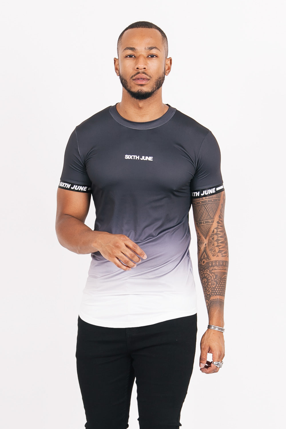 Sixth June - T-shirt maillot tie dye manche noir blanc