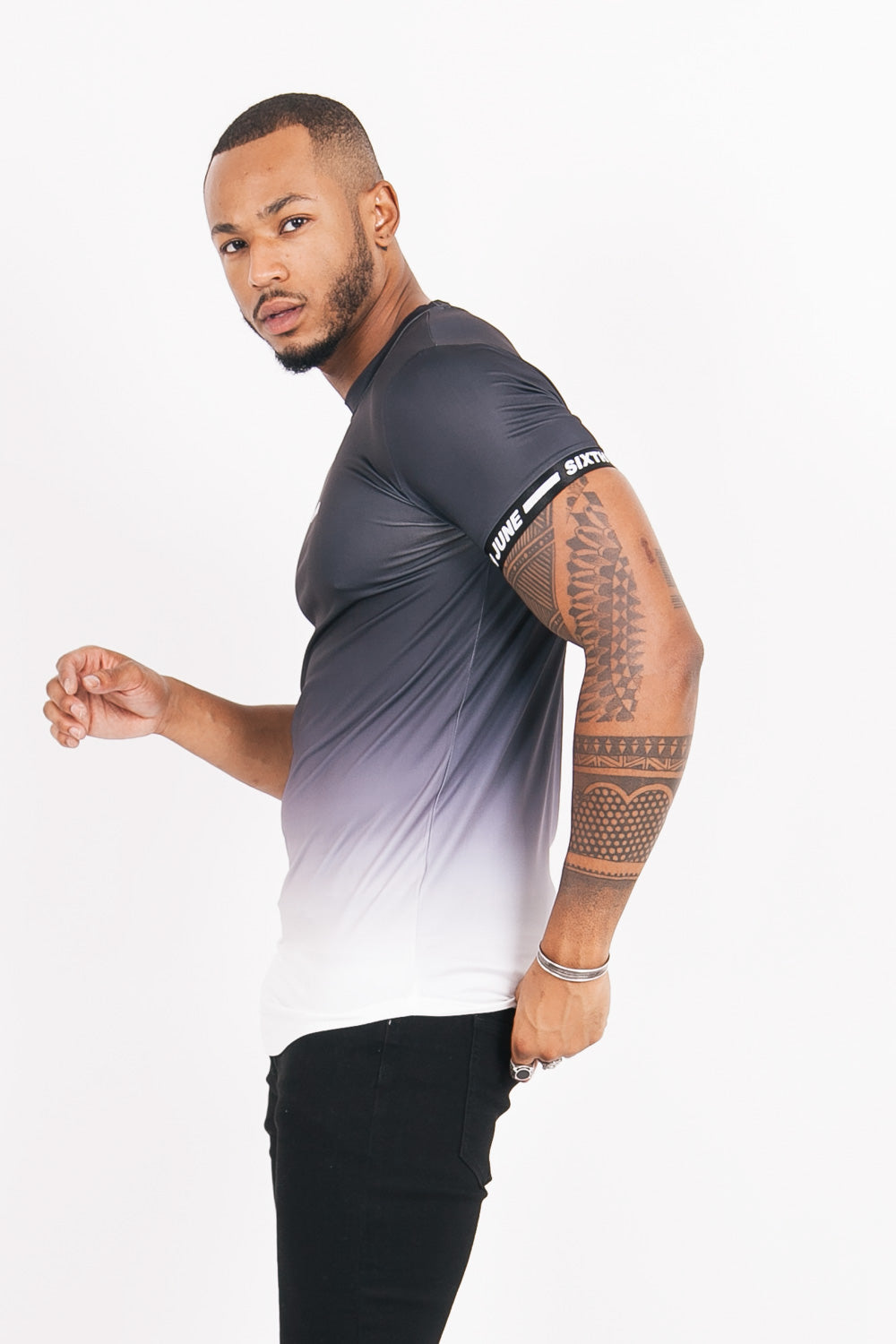 Sixth June - T-shirt maillot tie dye manche noir blanc