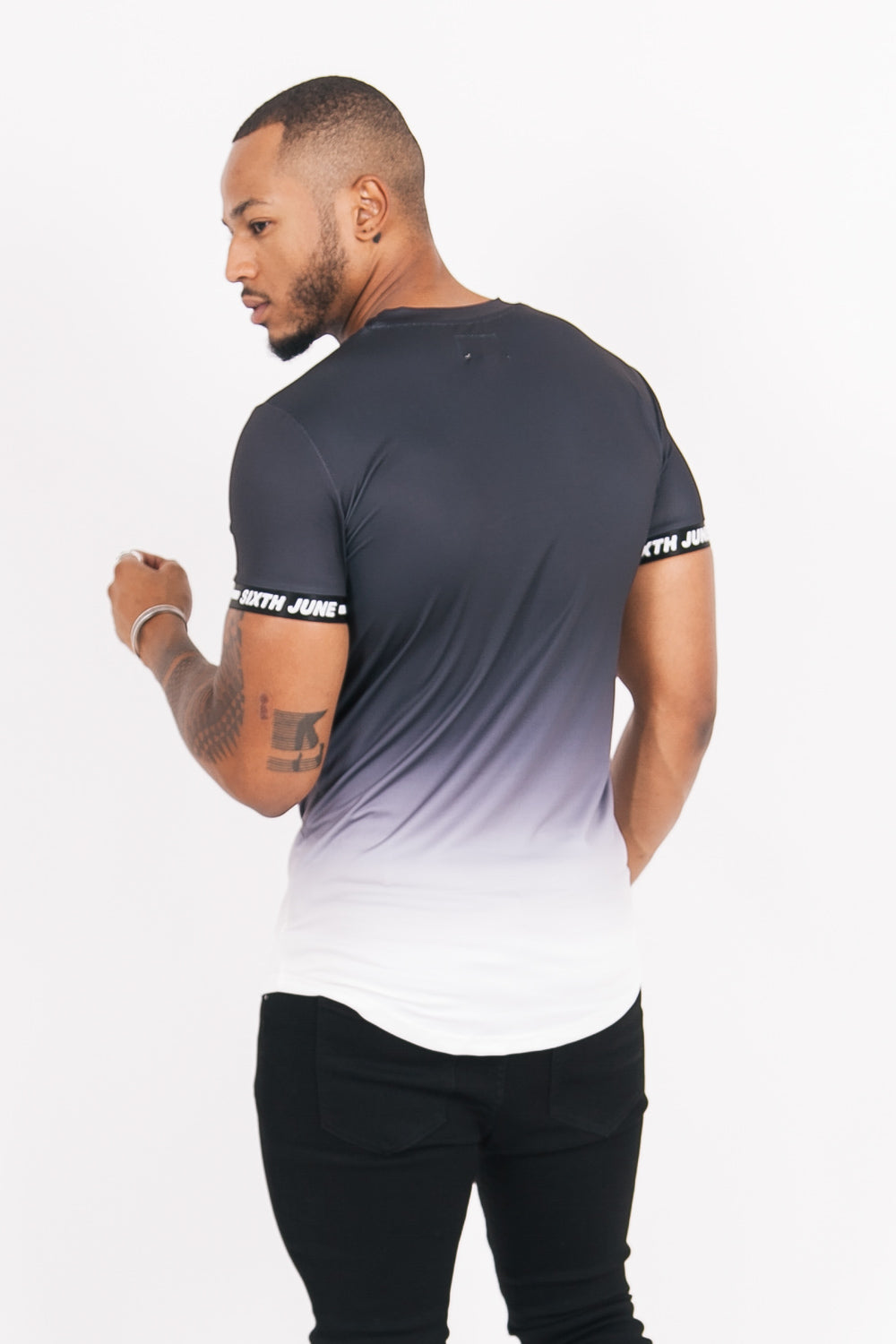 Sixth June - T-shirt maillot tie dye manche noir blanc