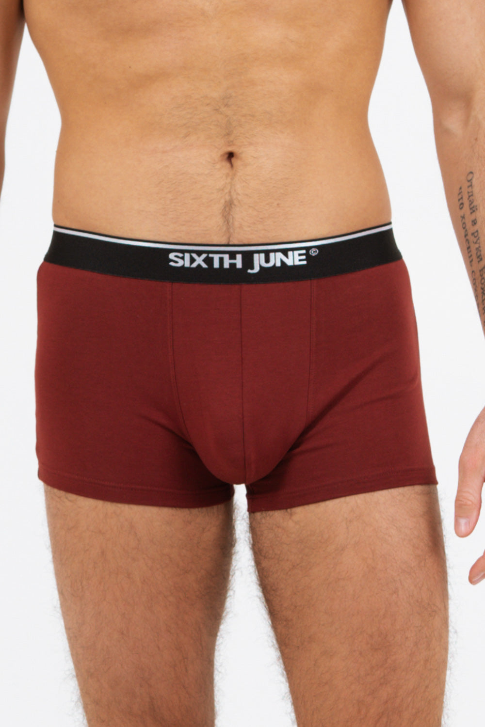 Sixth June - Boxer uni bande Rouge bordeaux