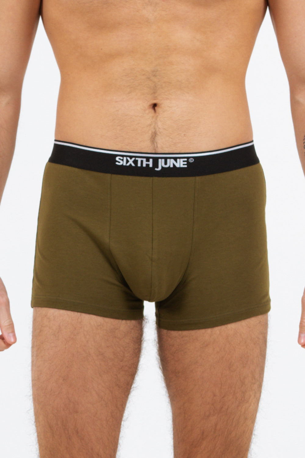Sixth June - Boxer uni bande Vert kaki