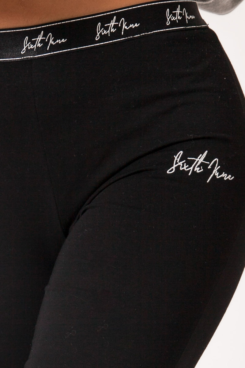 Sixth June - Cycliste bande logo signature noir noir
