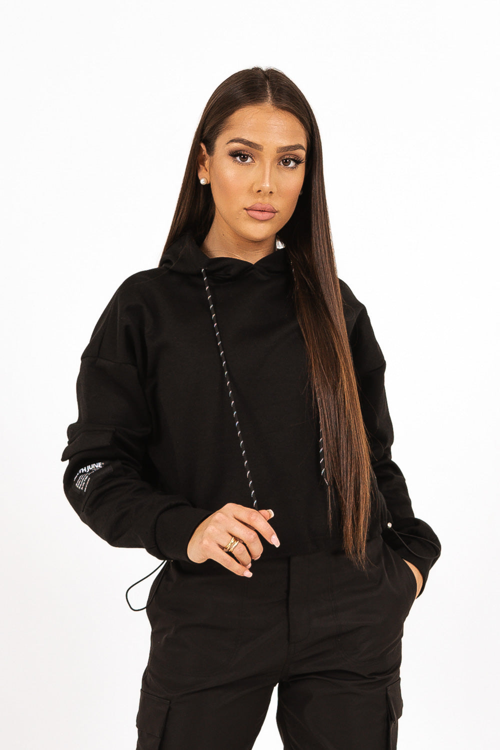 Sixth June - Sweat capuche cargo Noir