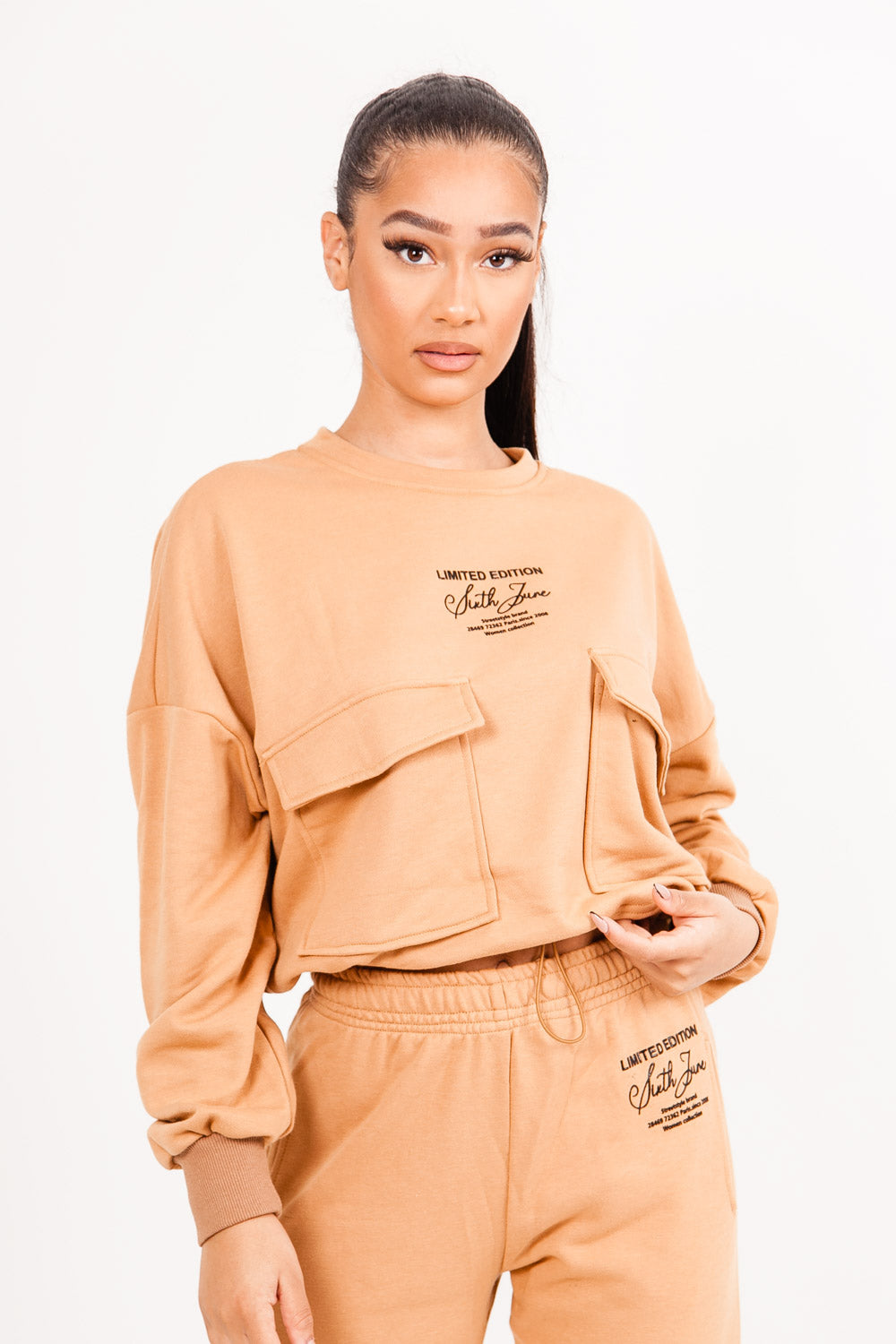Sixth June - Sweatshirt poches cargo Beige