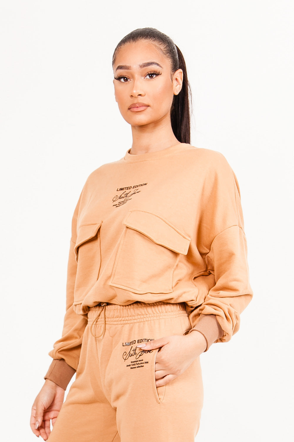 Sixth June - Sweatshirt poches cargo Beige