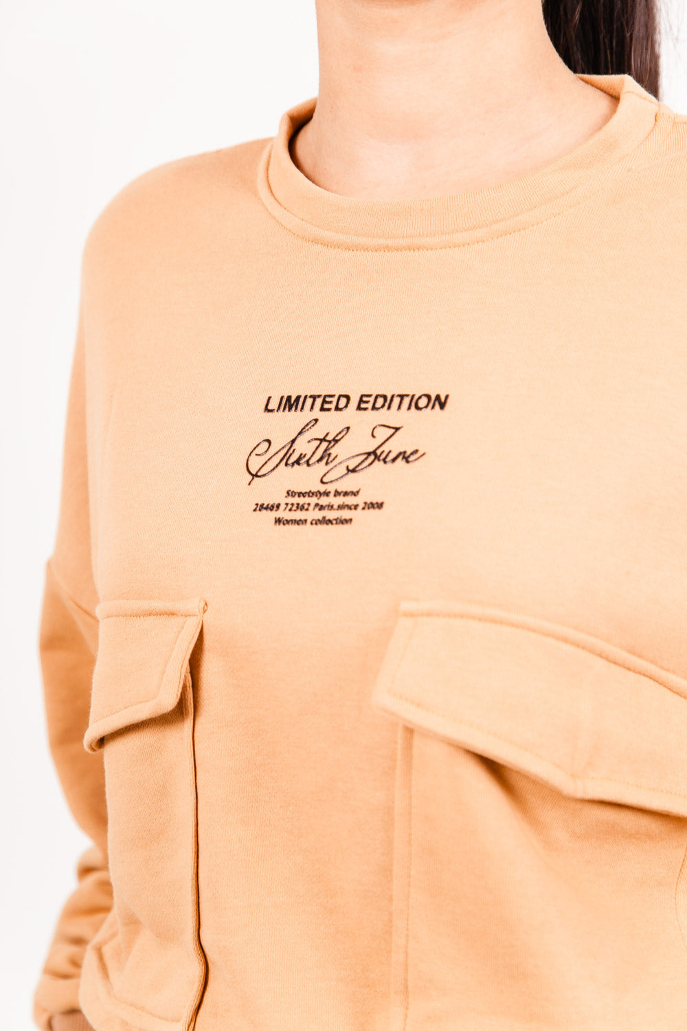 Sixth June - Sweatshirt poches cargo Beige