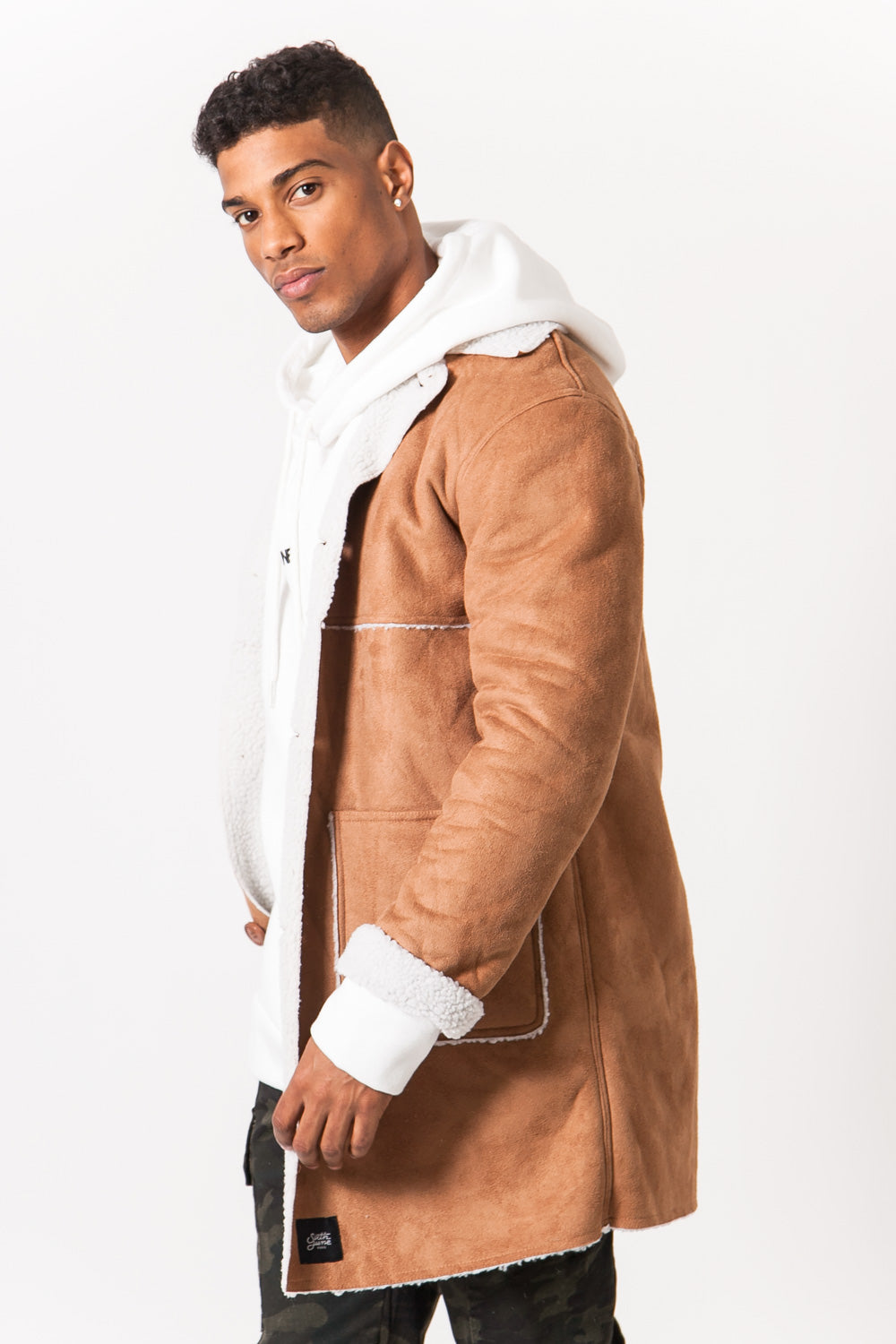 Sixth June - Manteau sherpa suédine marron