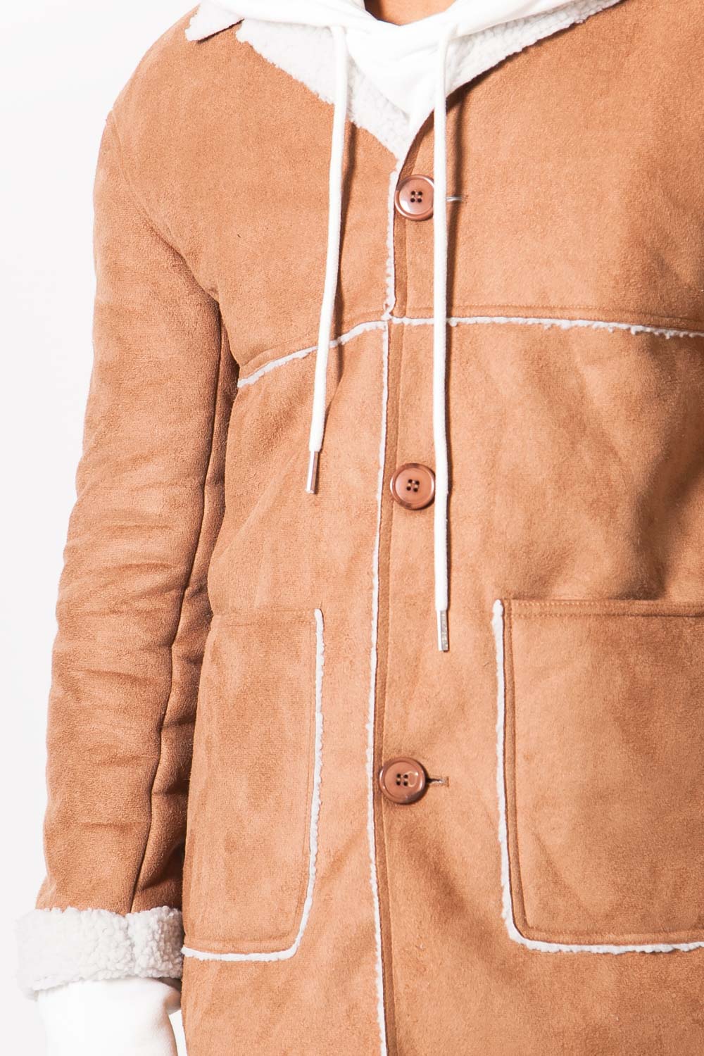 Sixth June - Manteau sherpa suédine marron