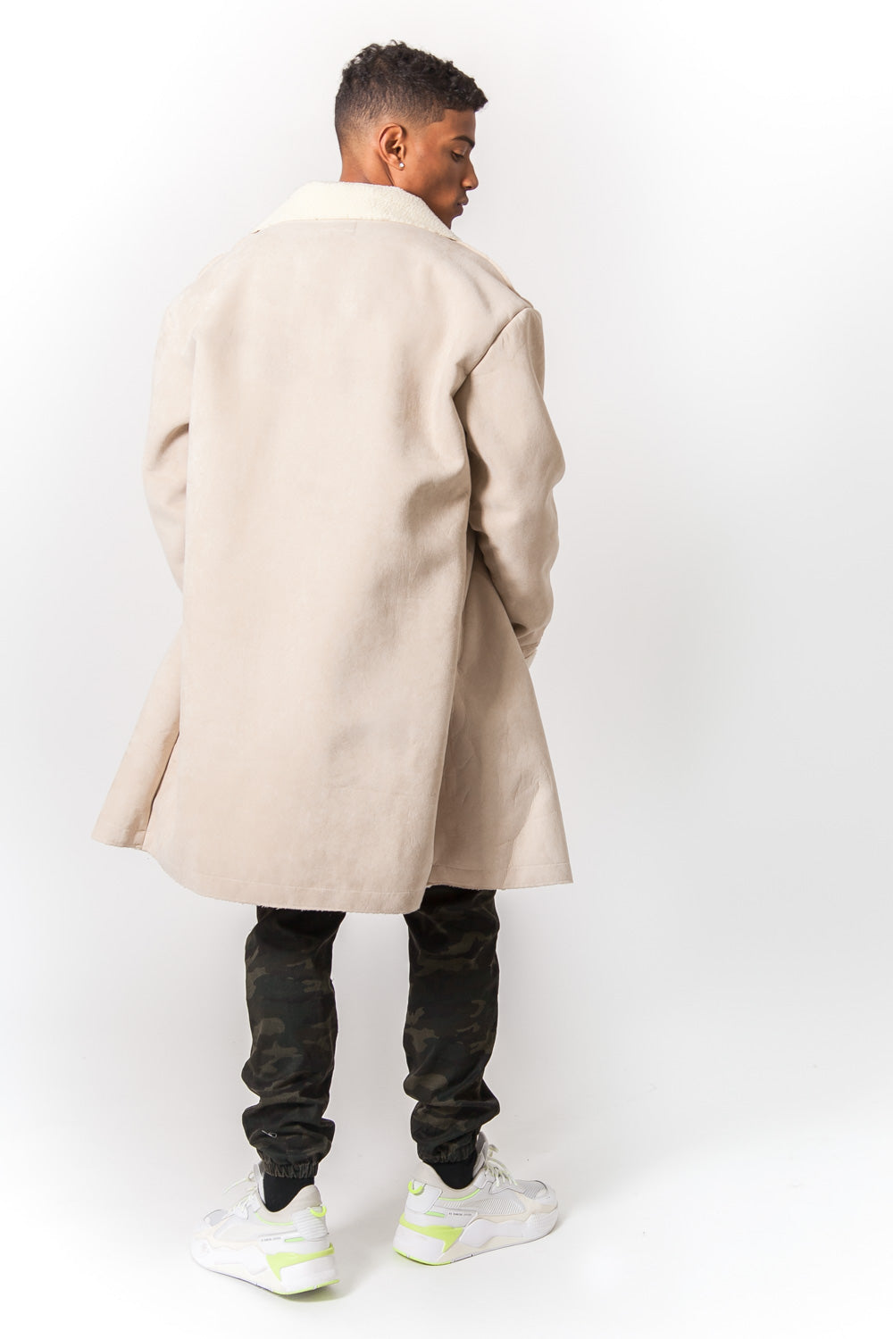 Sixth June - Manteau large revers faux mouton beige