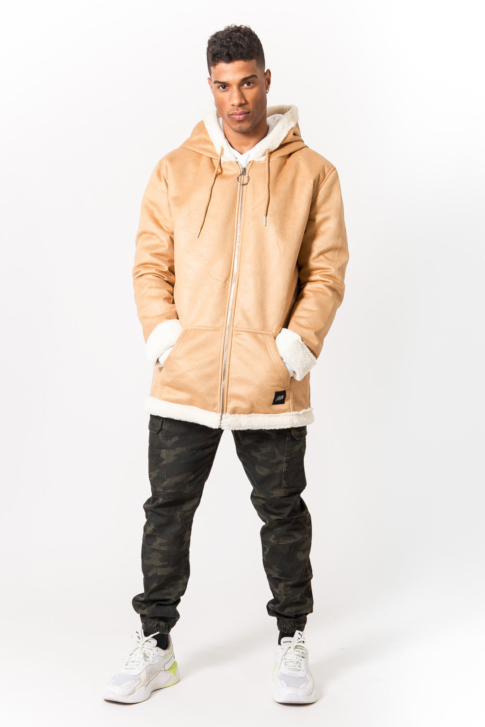 Sixth June - Manteau large peau doublé beige