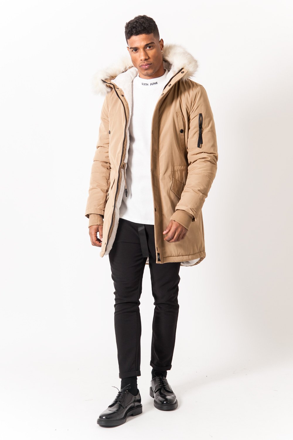 Sixth June - Parka nylon doublure fourrure beige