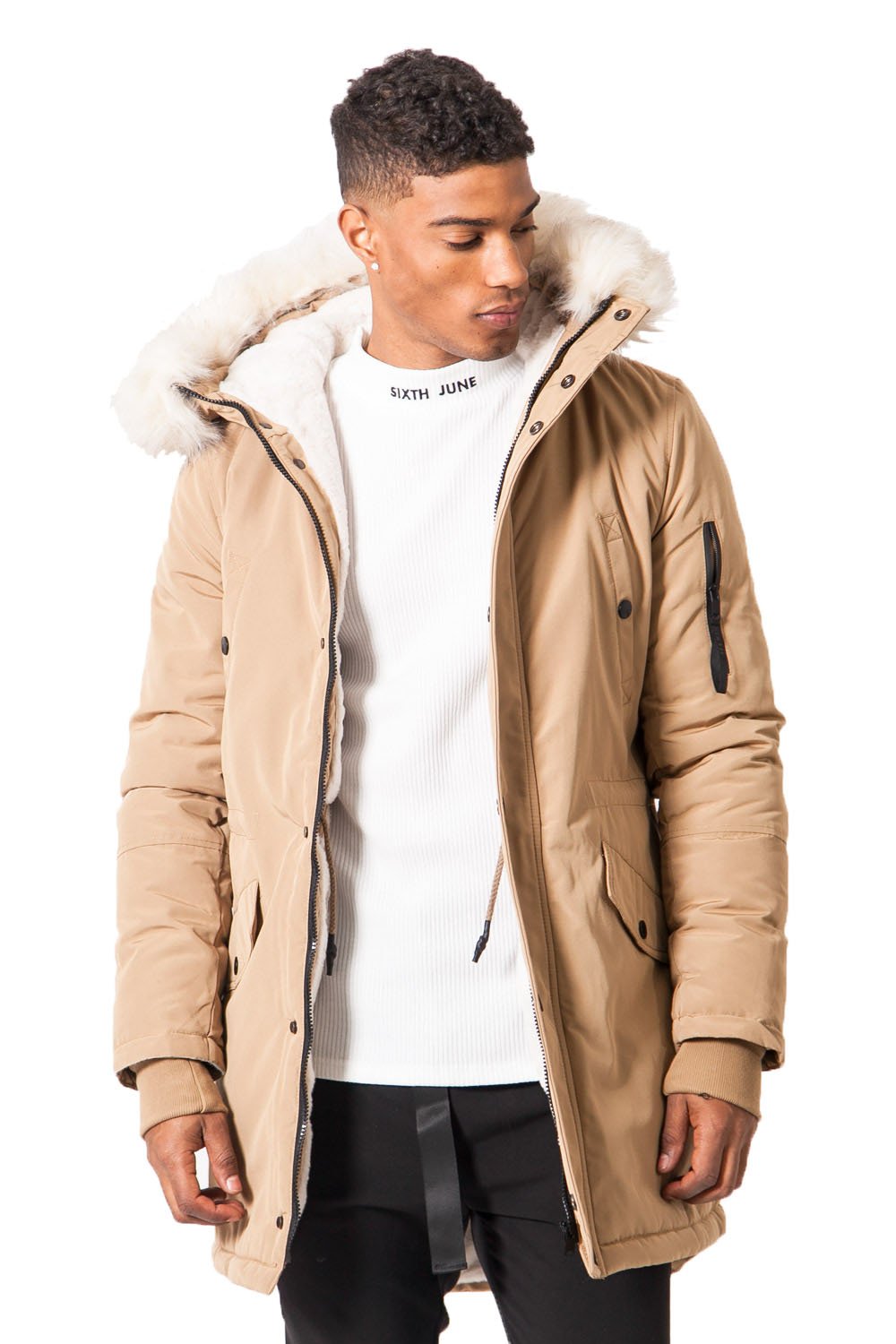 Sixth June - Parka nylon doublure fourrure beige