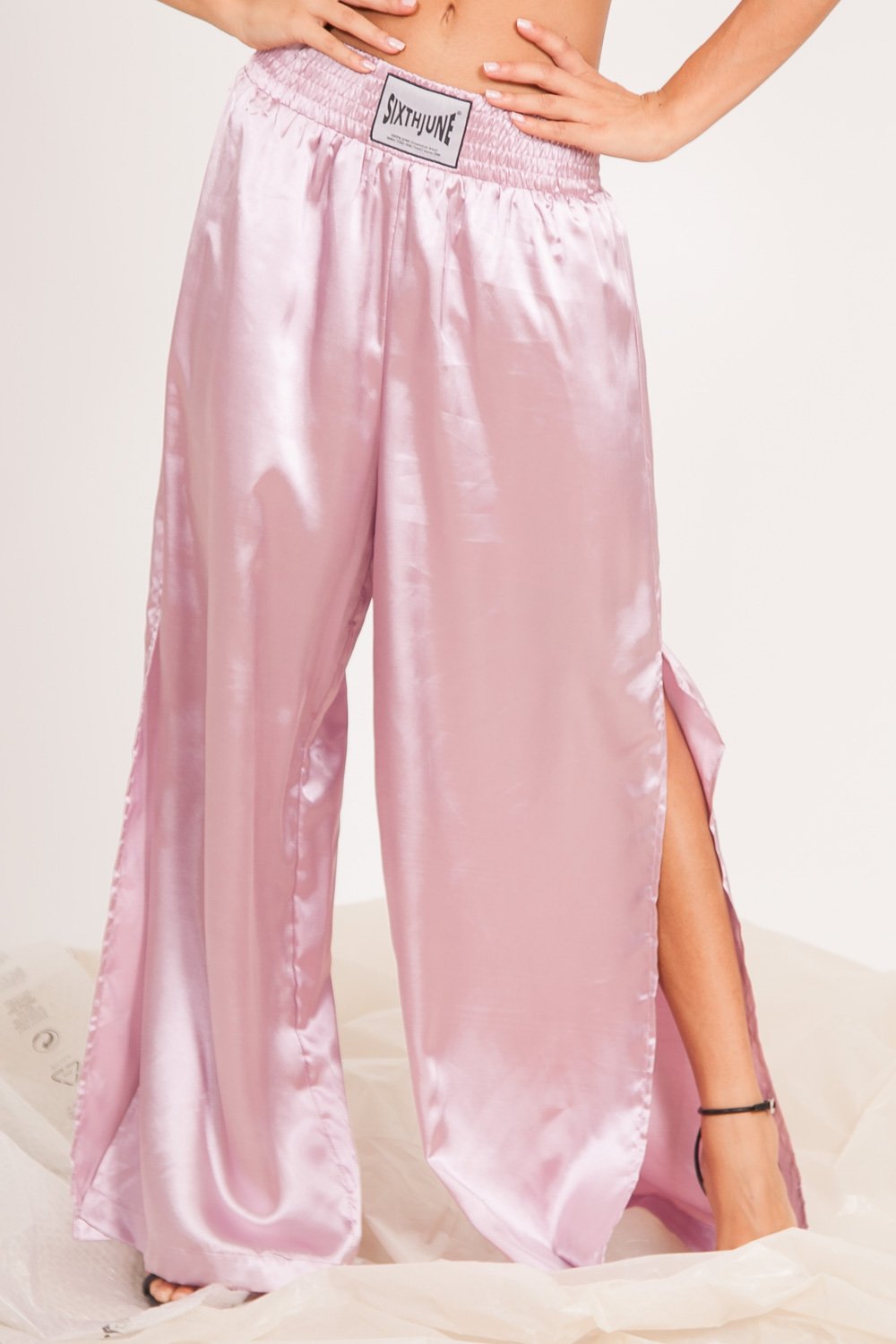 Pantalon évasé boxe logo rose