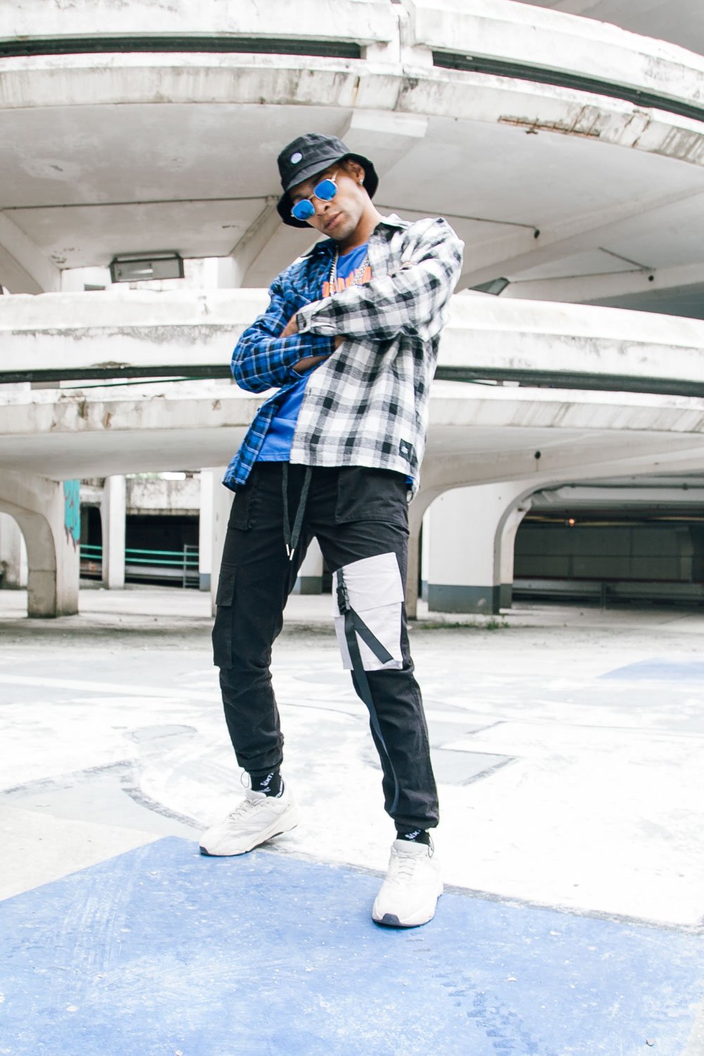 Sixth June - Pantalon cargo clip poches Noir Beige