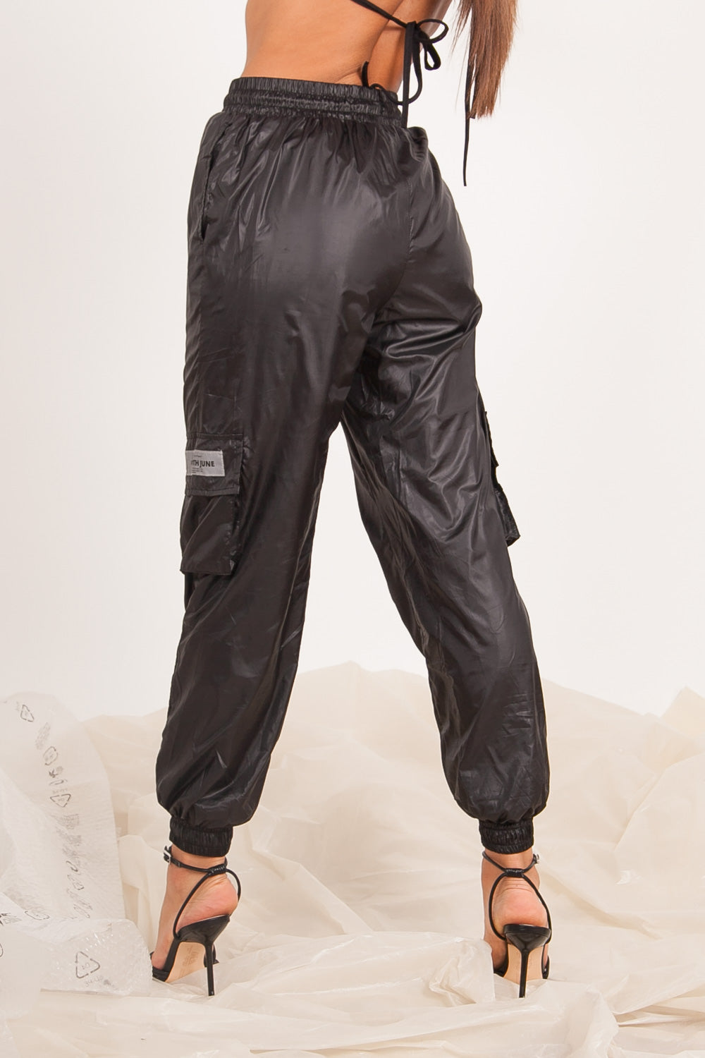 Sixth June - Jogging cargo réfléchissant zip noir