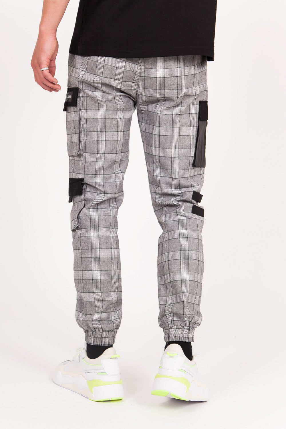 Sixth June - Pantalon cargo Prince de Galles noir