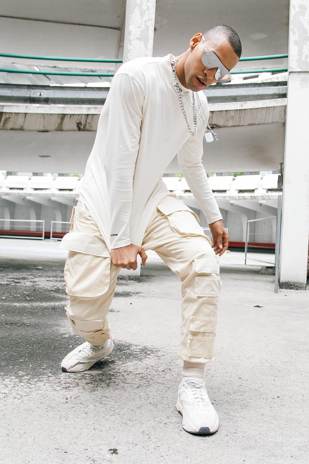 Sixth June - Pantalon cargo tactique large beige