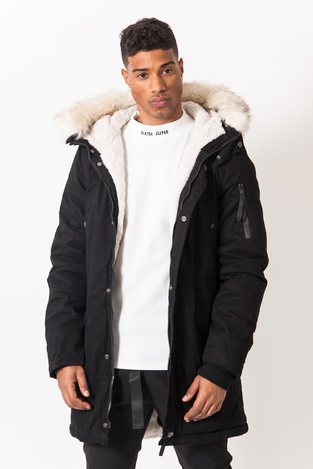 Sixth June - Parka doublure fourrure noir beige