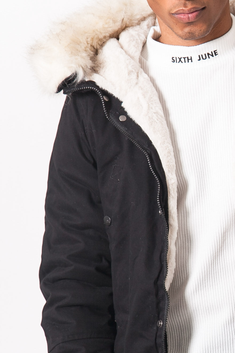 Sixth June - Parka doublure fourrure noir beige