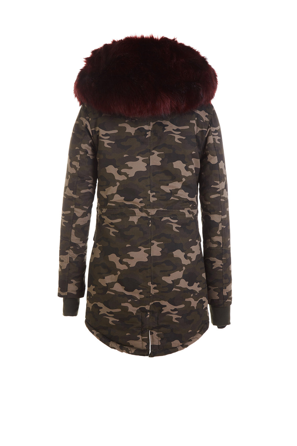 Sixth June - Parka capuche large fourrure camouflage bordeaux